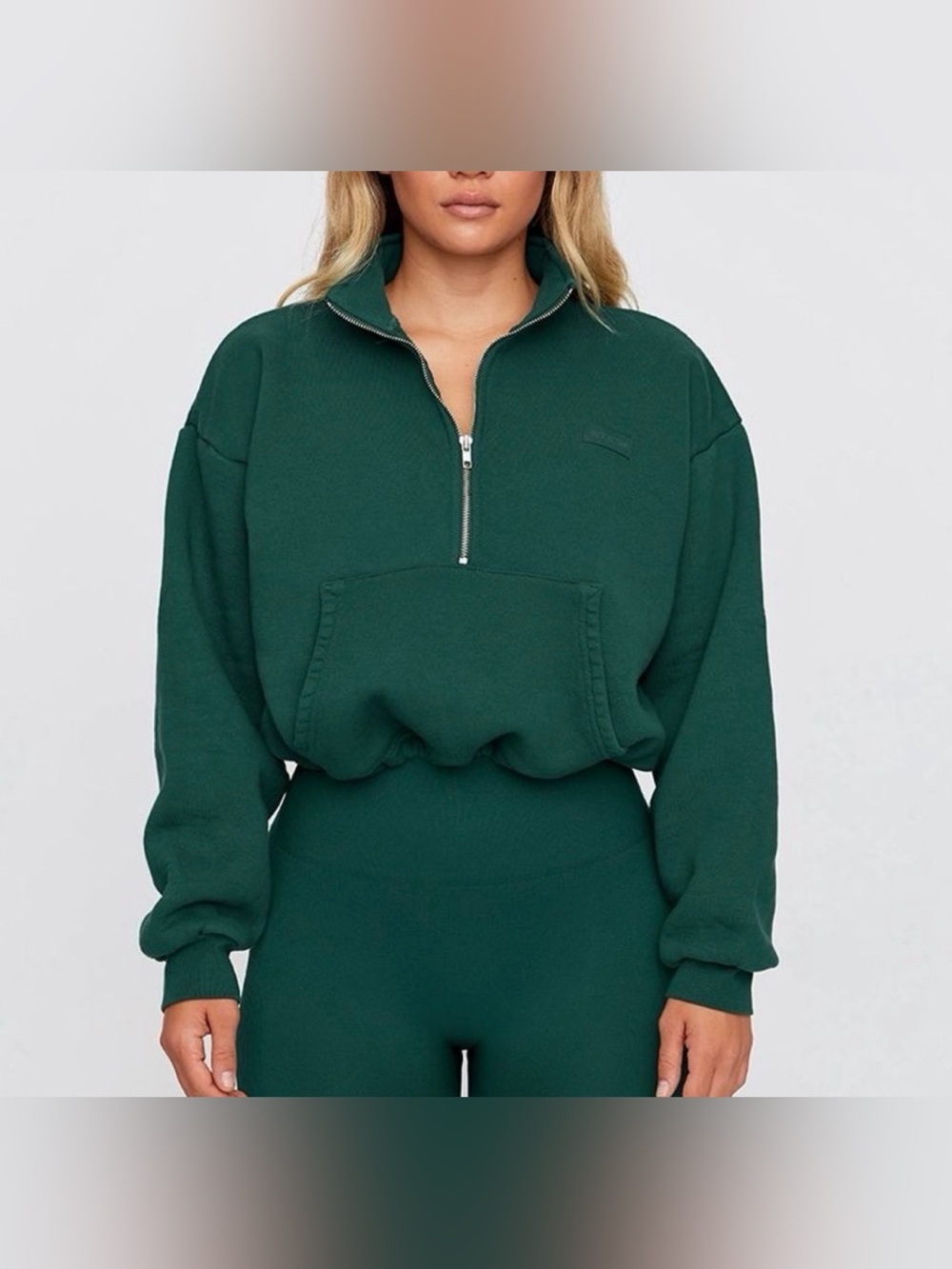 Set Active 1/4 Zip Cropped Sweatshirt